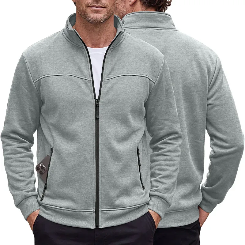 Four Seasons men's full-zip soft-shell jacket with stand-up collar, side pockets, long sleeves and relaxed casual style — image 12