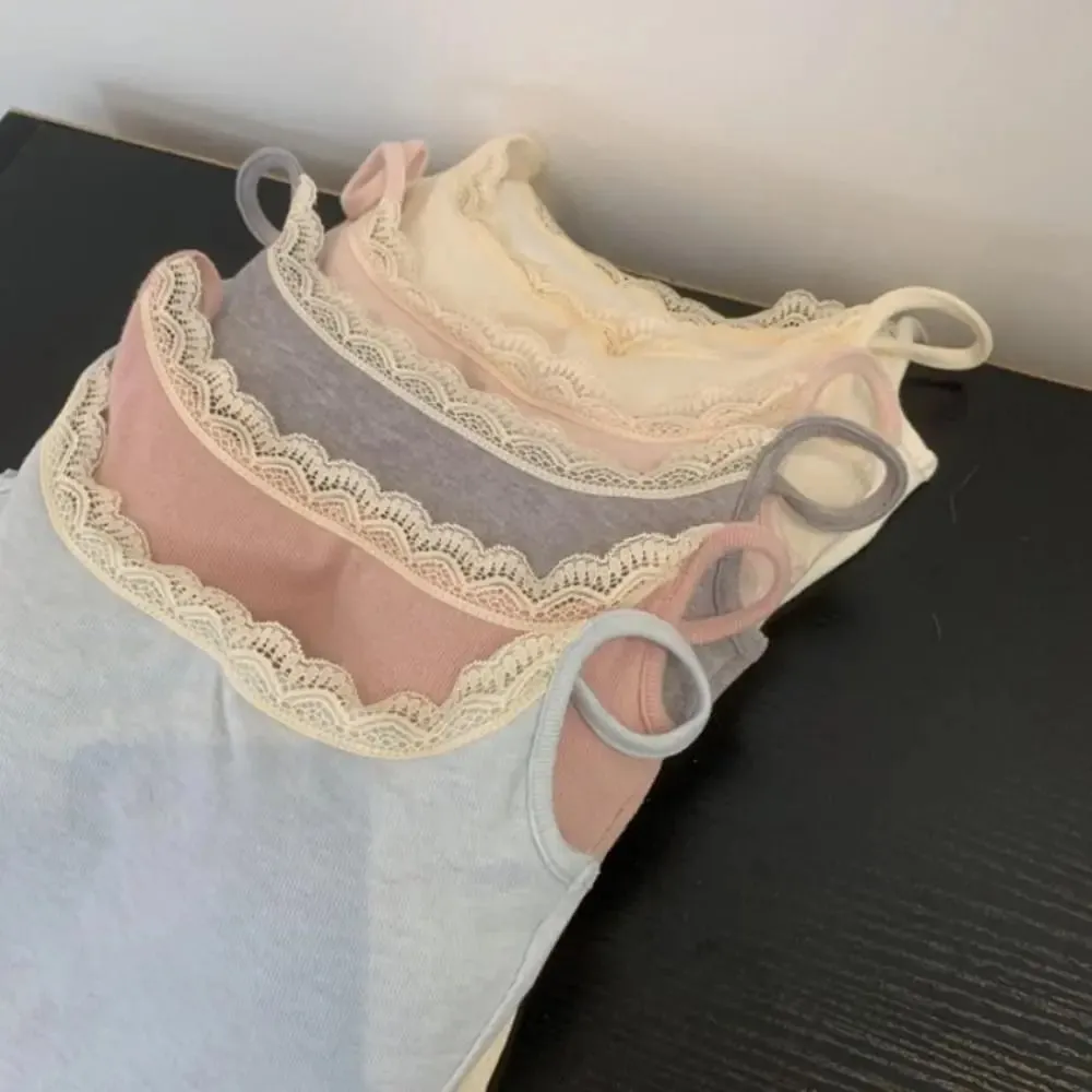 Sexy with Chest Pad Camis Tank Tops Elastic Integrated Top Lace Tops Versatile Warm Undershirt Women Clothes — image 7