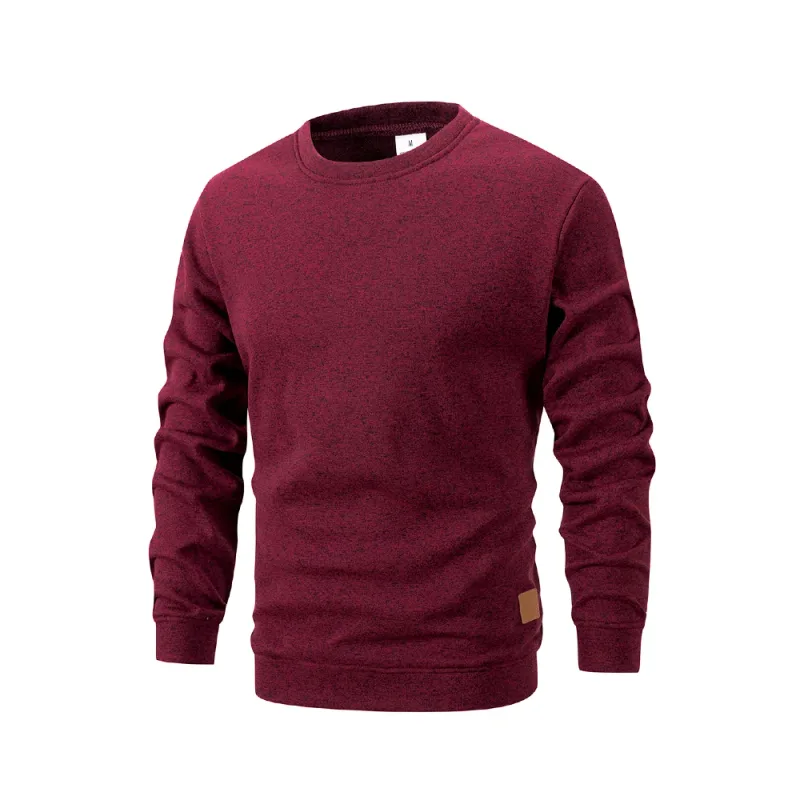 Men's Warm Crew Neck Sweatshirt Fleece Lined Thermal Pullover Autumn Winter Fashion Casual Sweater Loose Knit Long Sleeve Hoodie — image 8