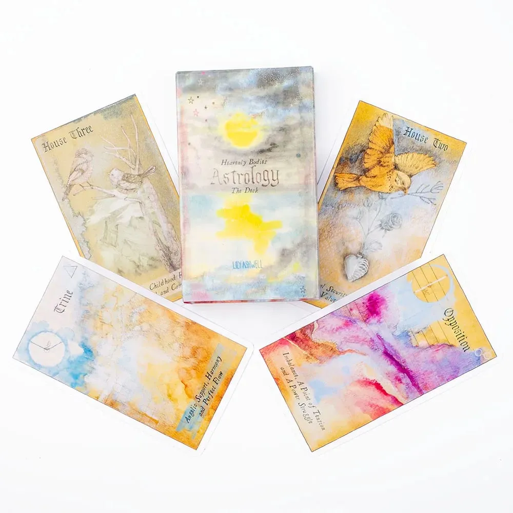 Heavenly Bodies 51-teiliges Astrologie-Orakel-Kartendeck für Schicksals-Wahrsagerei und Wahrsagerei, 10,4 x 6,1 cm großes Brettspiel für Partyspaß — image 4