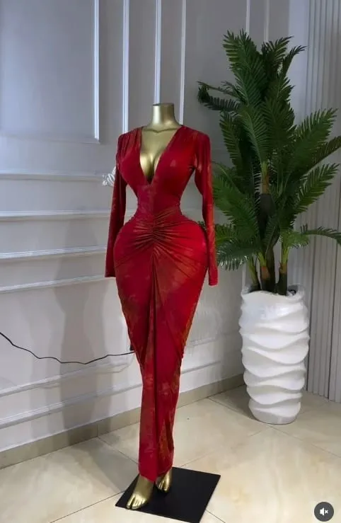 Women Printed Deep V-neck Stacked Ruched Bodycon Midi Maxi Dress 2026 Birthday Holiday Party Trendy Dresses Vestidos — image 3