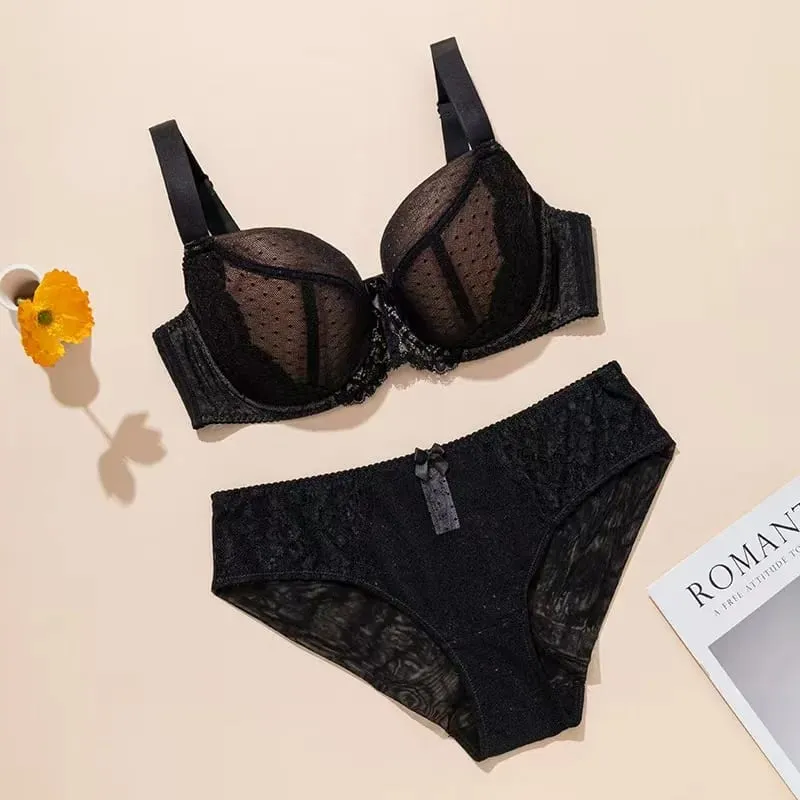 Plus Size Thin Bra Set for Large Busts D-H Cup Thin Breathable Maximum Support Anti-Sagging Lingerie For Women Full Coverage — image 8