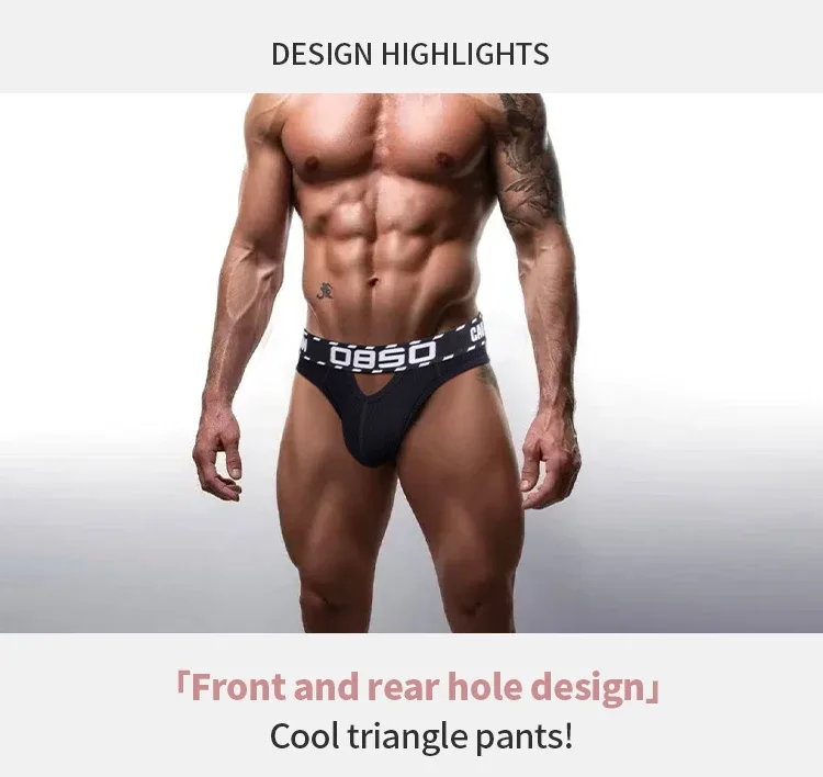 1/3Pcs Cotton Men Underwear Sexy Breathable Bikini Panties Underpants Large Crotch Pouch Mens Briefs with Front and Back Cutouts — image 2