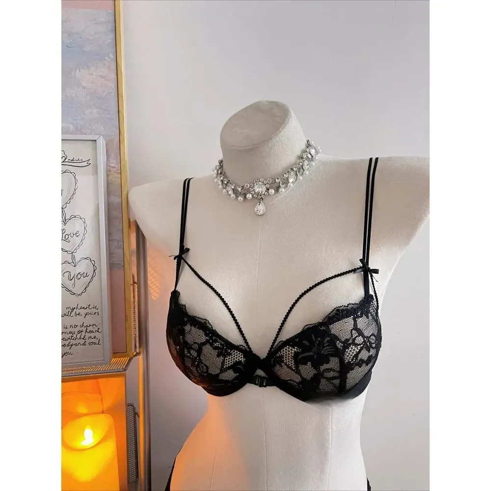 Womens Beauty Back Lace Bra Front Closure Design No Underwire Thin Straps Breathable Lingerie For Small Bust 32-38 Casual Wear — image 3