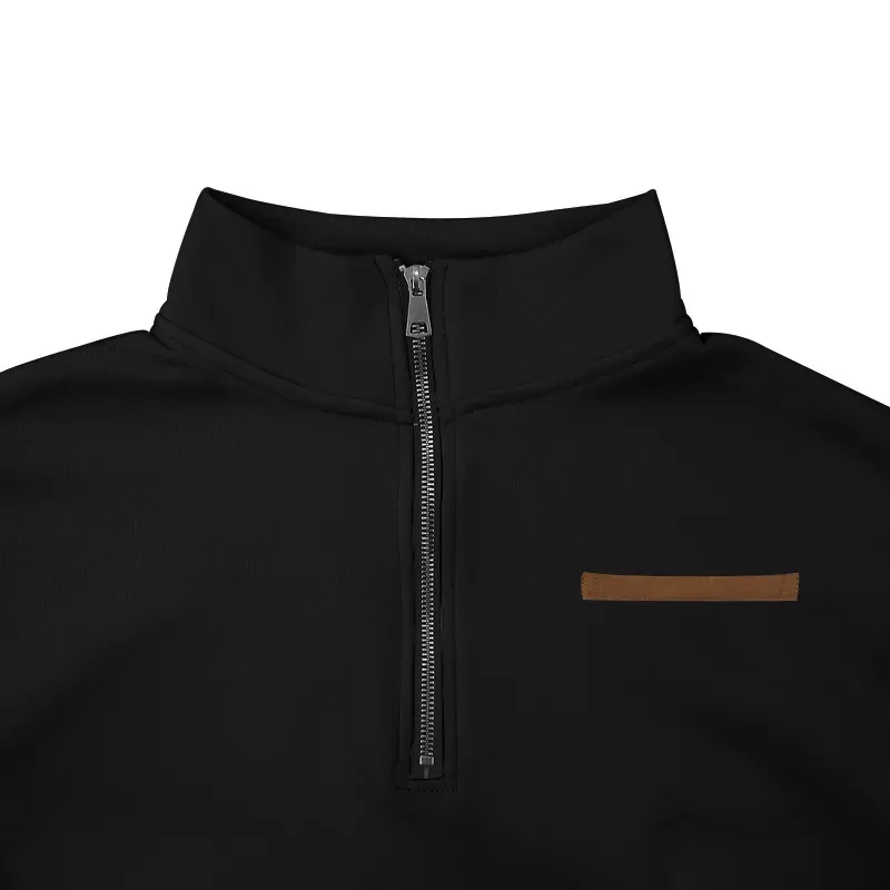 American autumn and winter heavy fleece long-sleeved men's sweater half zipper loose stand-up collar pullover men's sweater — image 16