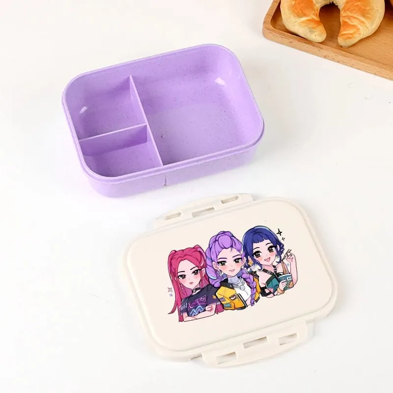 Demon Hunters Lunch Box for Boy Girl Cute Mira Zoey Jinu Portable Plastic Bento Box with Dinnerware Food Fruit Container — image 23