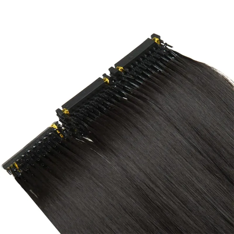 Solove Straight 6D-2 Virgin Human Hair Extensions Handmade Seamless Loop Micro Ring Hair Extensions 10-30” 50g/set Natural Color — image 3