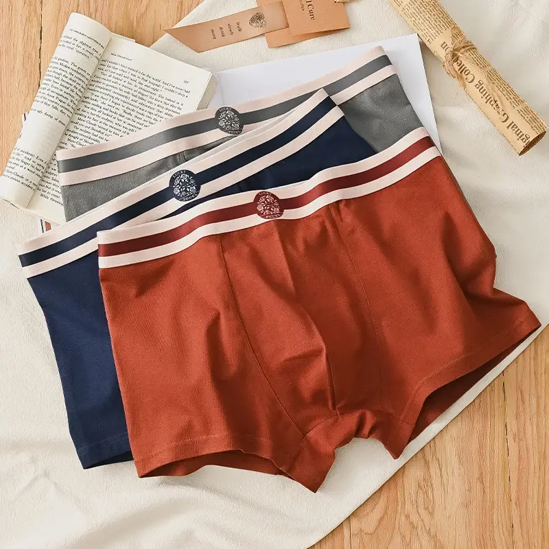 3PCS Men's Underwear Cotton Comfortable Breathable Round Label Print Simple Fashion Men's Boxer Briefs Underwear Combination — image 5