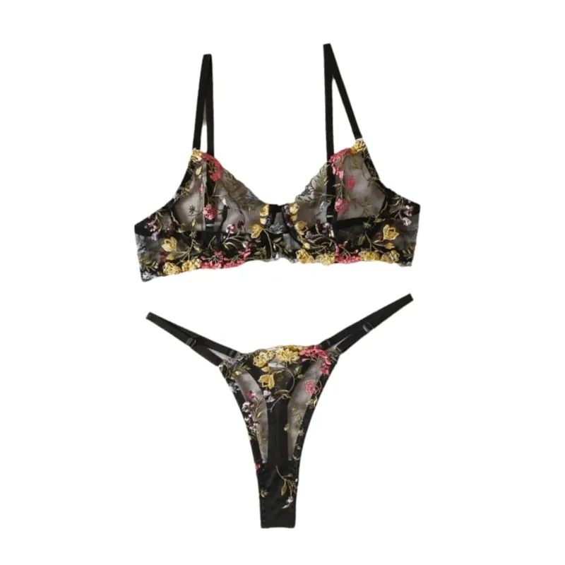 Versatile Transparent Lingerie Set Push Up Elegant Panties Bra Set Ultra-thin Bra Suit Valentine's Day