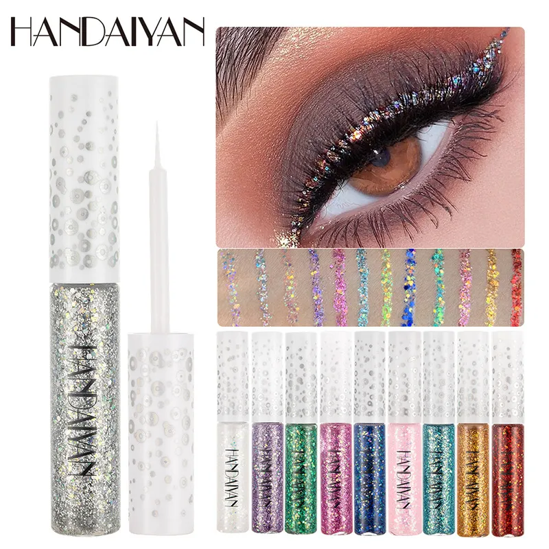 12 Colors Shiny Eye Liners Pigment Silver Rose Gold Color Glitter Liquid Eyeliner Metallic Colorful Makeup For Women — image 2