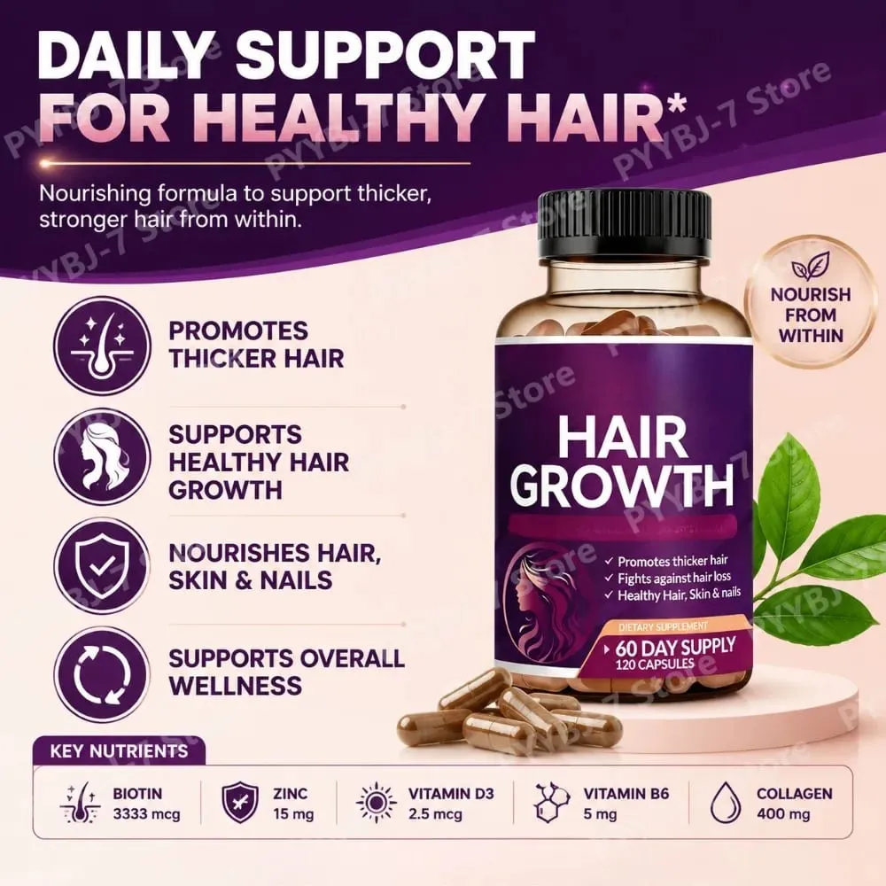 Biotin Collagen Hair Growth Supplement with Vitamins A C D3 E B12 Zinc Supports hair wellness appearance for Women — image 4