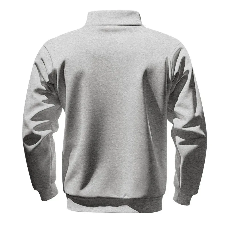 American autumn and winter heavy fleece long-sleeved men's sweater half zipper loose stand-up collar pullover men's sweater — image 27
