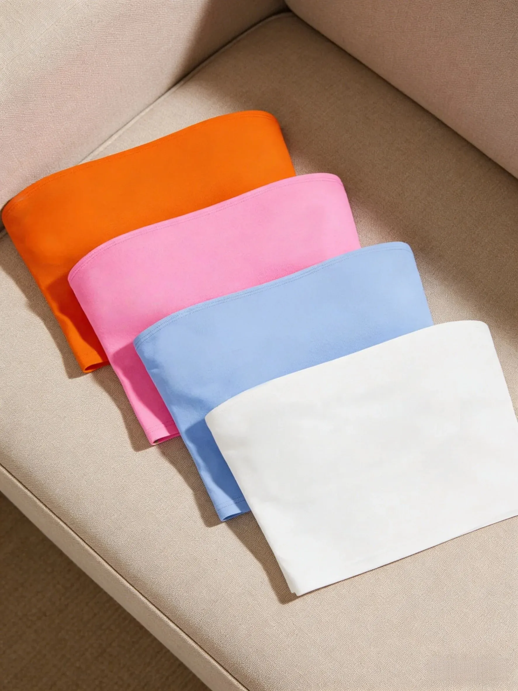 Women 4 Pack Strapless Tube Top Set Casual Solid Sleeveless Bandeau Top Set — image 2