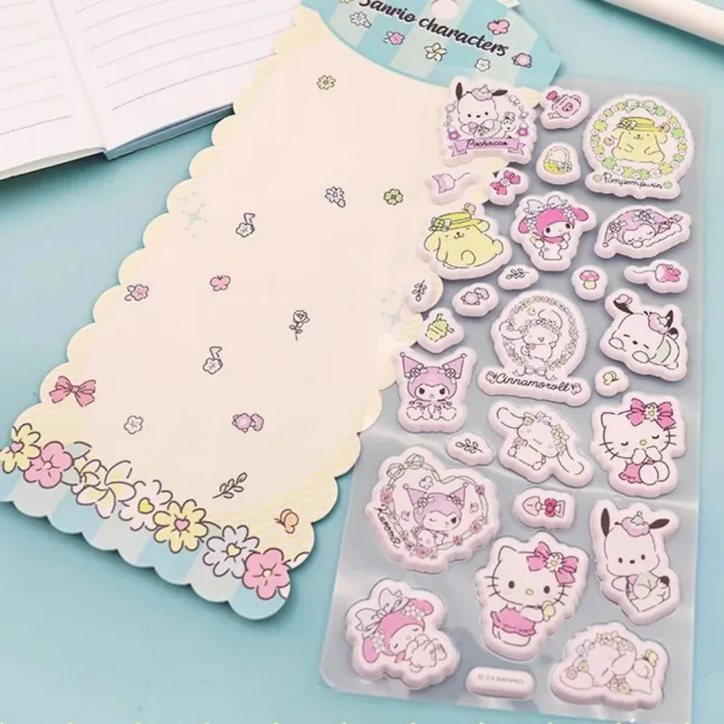 Genuine Sanrio 3D Foam Stickers Cartoon Hello Kitty Kuromi Melody Toy Decal For Scrapbook Water Mug Phones Planners Decor Decals — image 2