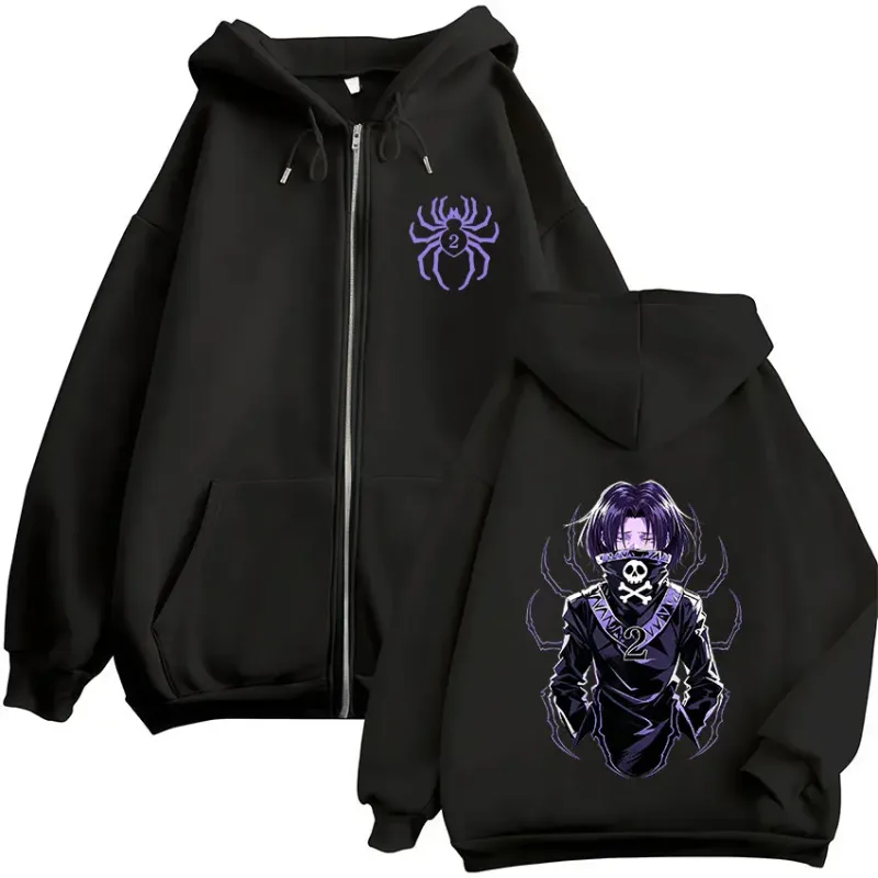 Anime Hunter X Hunter Feitan Portor Zipper Hoodies Men Women Clothing Oversized Fleece Zip Up Hooded Sweatshirts Coat Streetwear — image 1