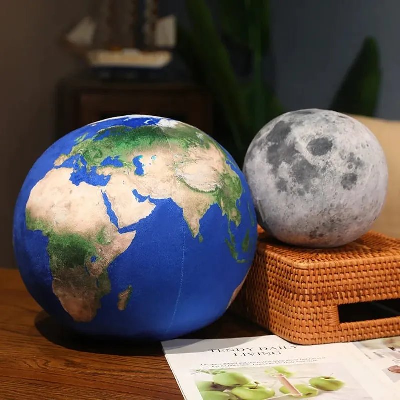 Simulate The Earth And Moon Pillow Soft Stuffed Plush Toys Space Birthday Theme Gifts For Kids Boys Sofa Hugging Pillow Home Dec — image 2