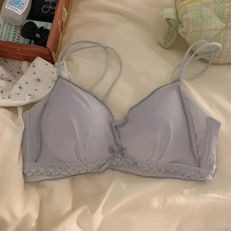Women's French Ruffle Bralette Set | Wirefree Push Up with Silk Touch Thin Cups for Small Chest | Sweet & Trendy MOYISU Bra S-XL — image 9
