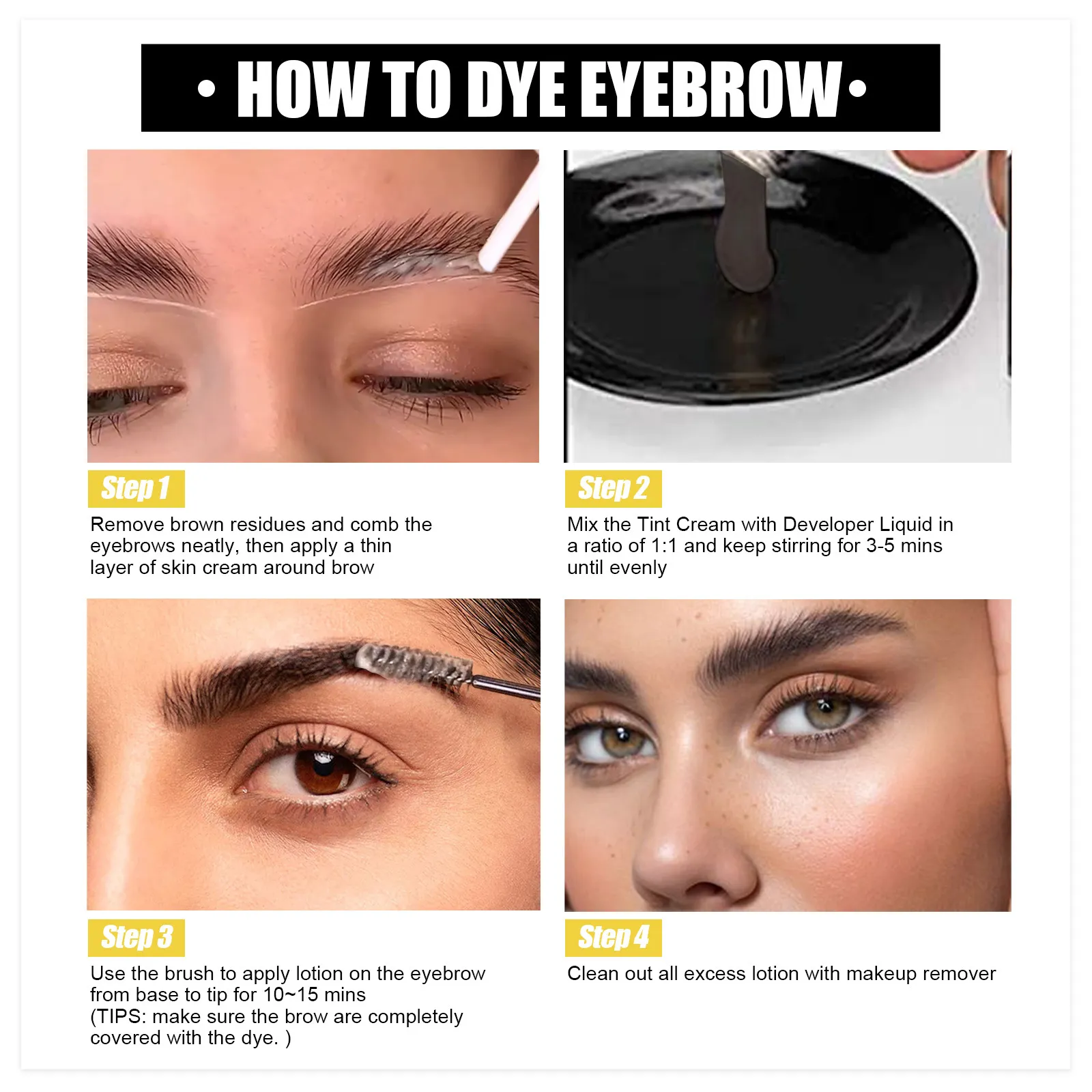 Eelhoe 2-In-1 Eyebrow Eyelash Dyeing Set Lastin Nourishing Eye Care Makeup Lasting Lifting Waterproof Eyelash Thicker Dye Kits