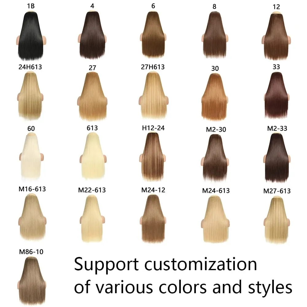 Synthetic 24Inch Hair Extensions OnePiece 5 Clips Long Straight Hairstyle Heat Resistant Fake Hairpiece For Women Natural Brow — image 7