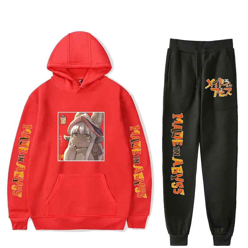 Harajuku Comfortable Made in abyss Print Sweatshirt Sweatpants Suit Men/Women Hoodies+ Trousers Suit Cute 2 Piece Set Clothes — image 18