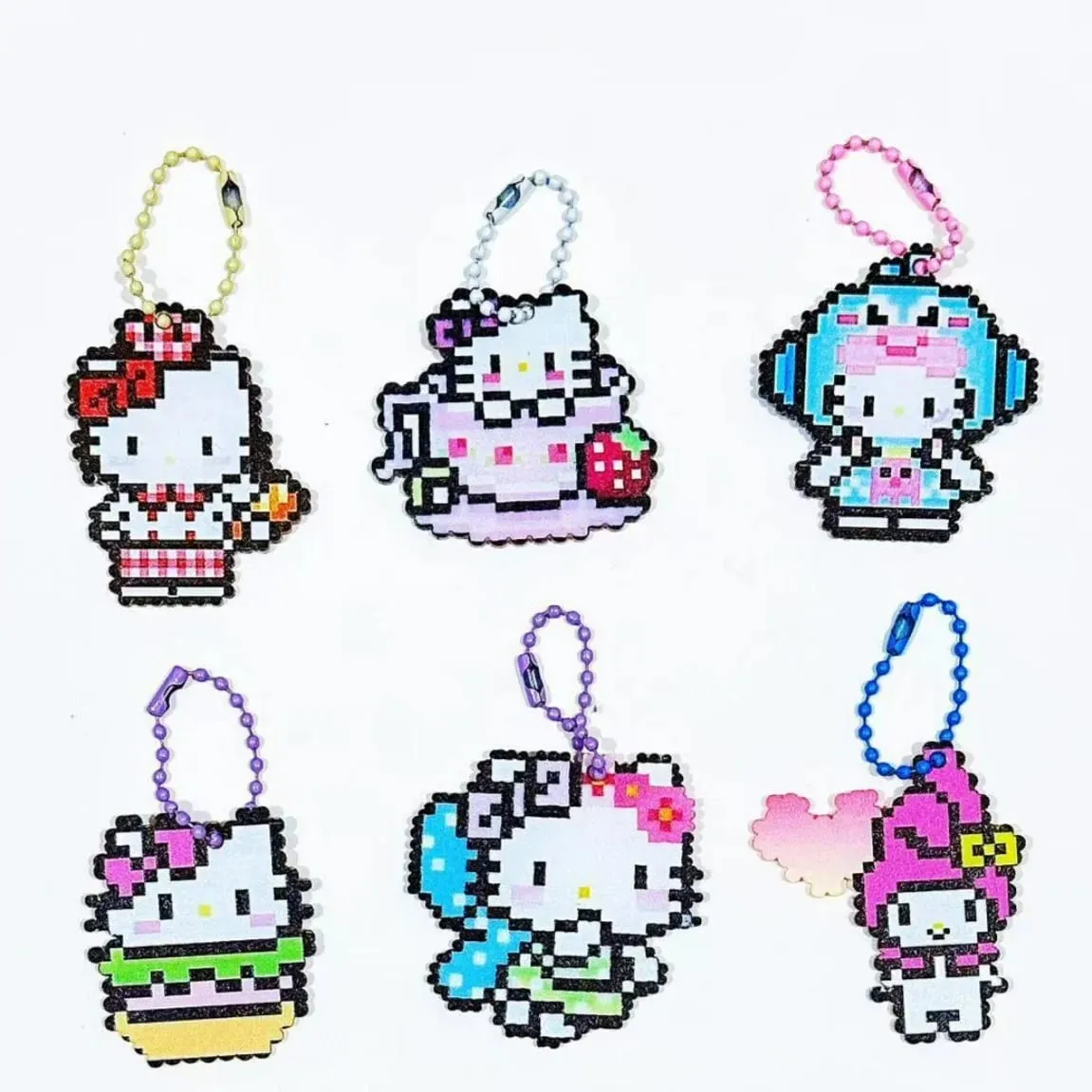 Kawaii Pixel Cat 32pcs Set Keychain Blind Box Acrylic Pendant Mystery Surprise Bag for Backpack Decor Party Favors — image 2