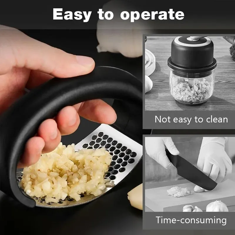 Hvidløgspresser og hakkemaskine Heavy Duty rustfrit stål med blødt håndtag Uanstrengt hvidløgsknuser til hakket hvidløg og pasta — image 4