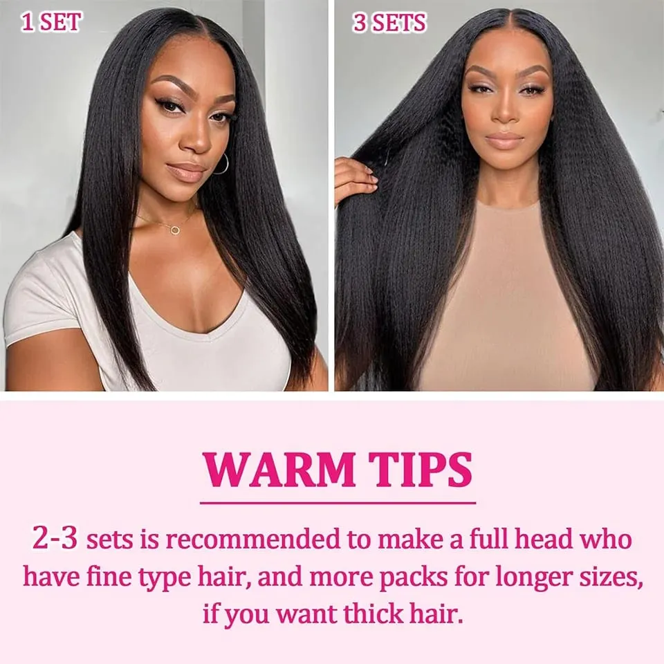 Yaki Straight Clip In Hair Extensions Synthetic Hairpiece For Women 7 Pcs Long Kinky Straight Soft Thick Hair Extensions — image 2