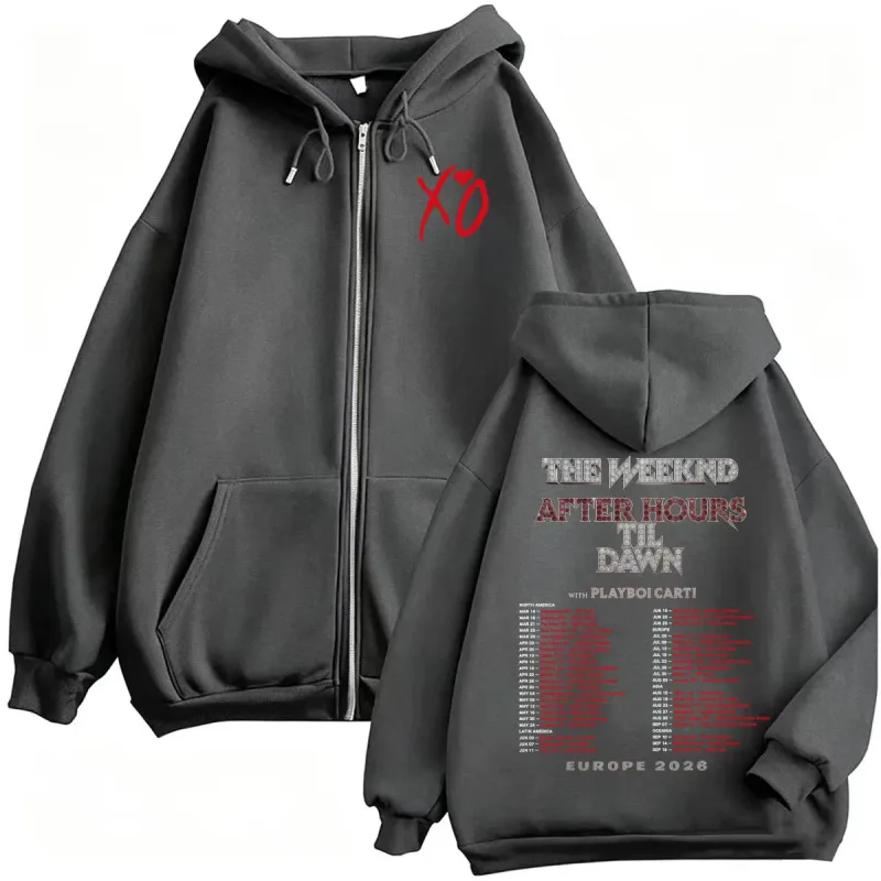The Weeknd After Hours Til Dawn 2026 Europe Tour Zip Up Hoodies Men Women Fashion 90s Casual Long Sleeve Sweatshirt Jacket Coats — image 4