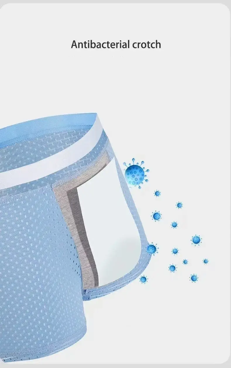 5pcs Men's Underwear Ice Silk Mesh Men Boxer Shorts Plus Size Panties Sexy Men Boxer Summer Breathable Light Thin Underpants — image 7