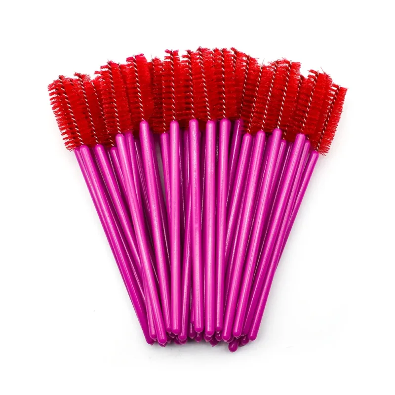 50pcs Disposable Eyelash Brushes Extension Rose Red Eyebrow Brush Mascara Wand Eye Lashes Cosmetic Tool Set Makeup Beauty