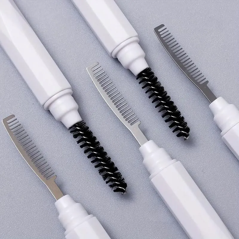 (N) 1Pc Eyebrow Make Up Brushes Dual Ended Brow Comb Makeup Brush Stainless Steel Eye Lashes Roller Eyelashes White Beauty Tool