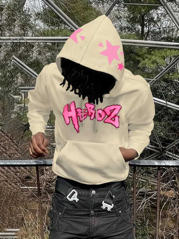2026 Autumn/Winter Men's Hooded Sweatshirt with Letter Print Pattern - Comfortable Soft Casual Retro Streetwear for Men — image 5