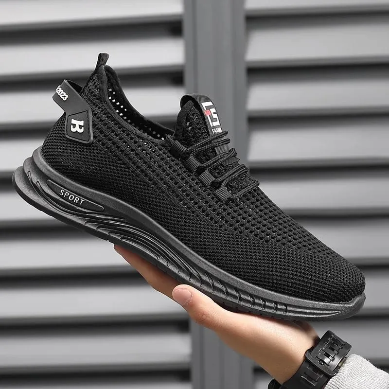 Lightweight Mesh Knit Trainers Men Soft Cushion Sole Daily Walking Sneakers Non Slip Breathable Outdoor Gym Running Footwear