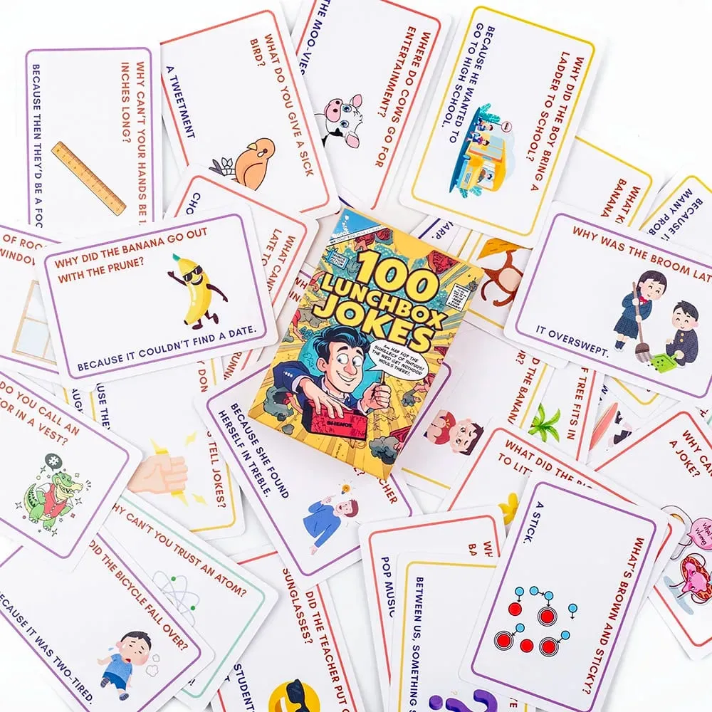 Kids Joke Cards 100pcs - Fun Lunchbox Notes With Puns Riddles Conversation Starters For Family Car Rides Road Trip Board Game — image 6
