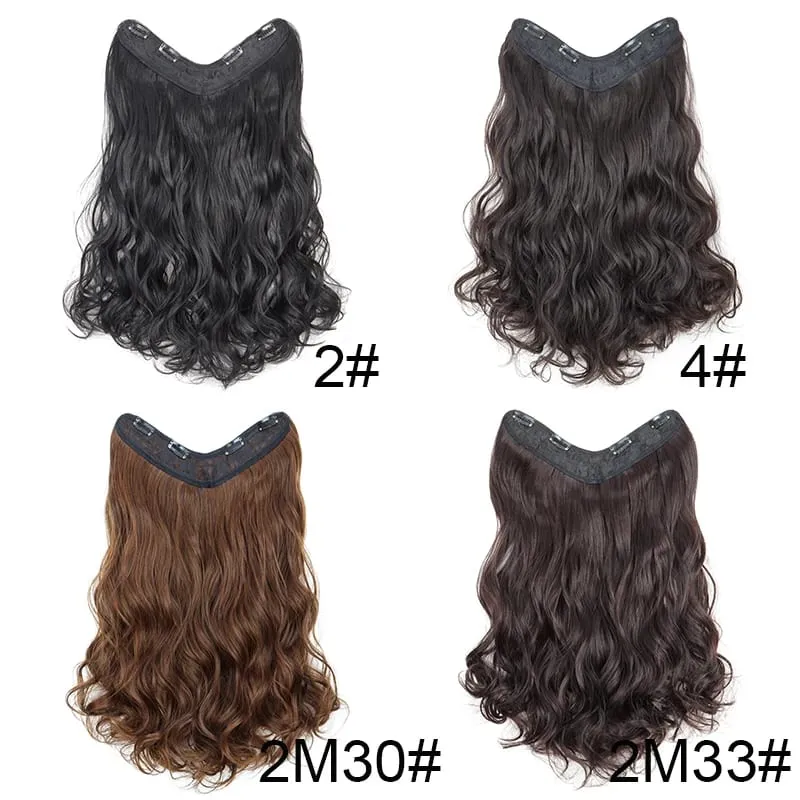 24Inch Synthetic Long V‑Shape Wavy Curly Hair Extensions Heat‑Resistant Fiber Soft Hairpiece for Women Daily Party Hairstyle — image 3