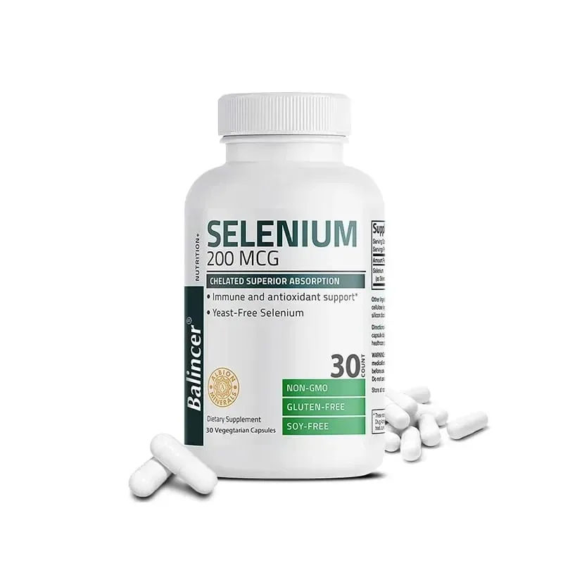 Organic Selenium Capsules - Vitamin D for Heart Bone Metabolism & Immune Health Improves Brain Function High Absorption
