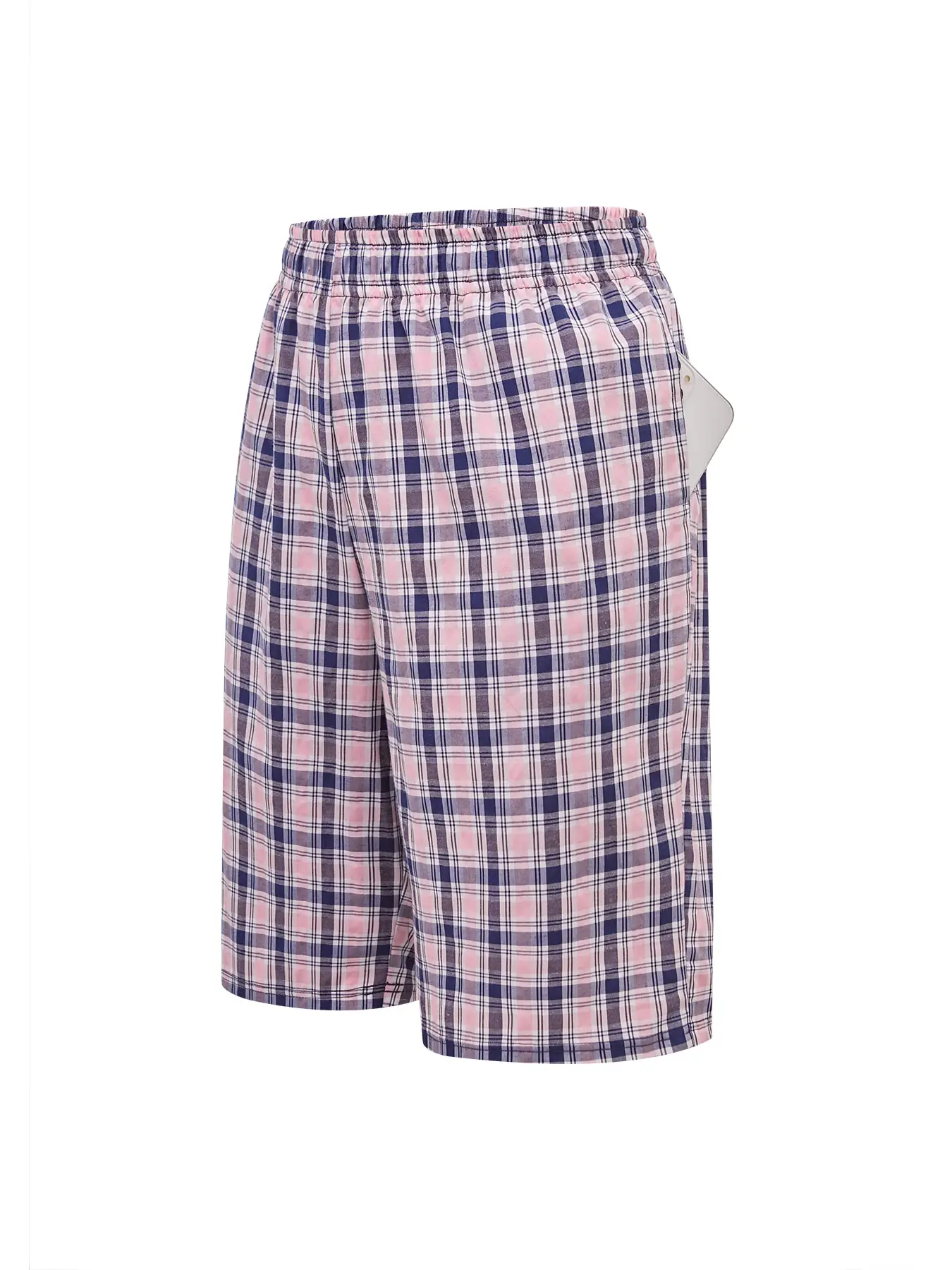 Men's Long Beach Flat Corner Pants Casual Checkered Elastic Waistband Comfortable Home Casual Sleeping Youth Boxing Pants Mens