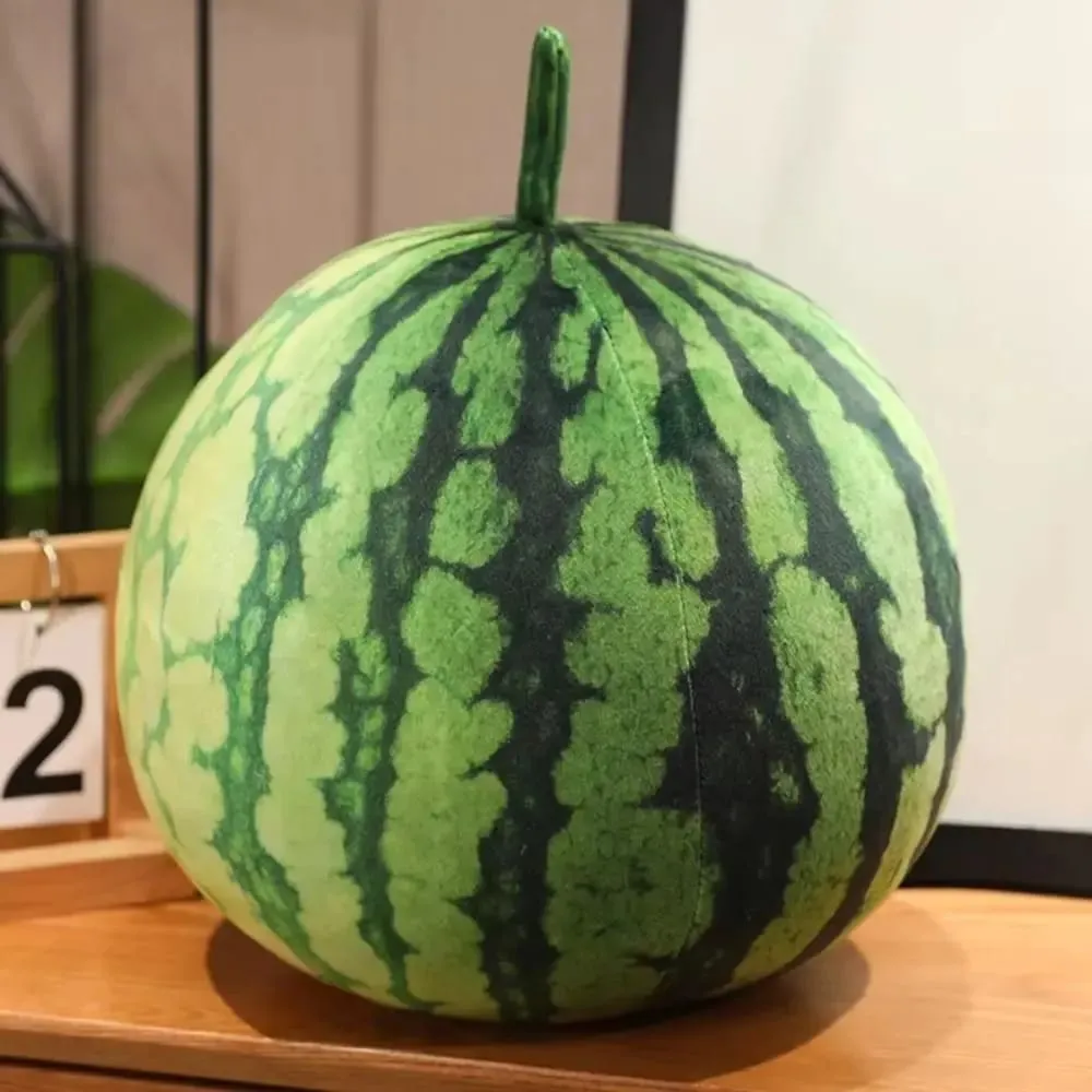 Soft Cotton Watermelon Plush Toy Round Oval Shape 3D Simulation Watermelon Stuffed Pillow Lifelike Funny Design — image 2
