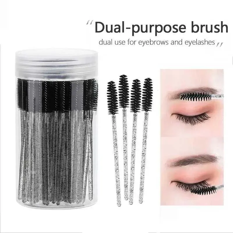 50Pcs Disposable Mascara Wands Eyebrow Spoolies Brush for Eyelash Extensions Lash Brushes with Container — image 1