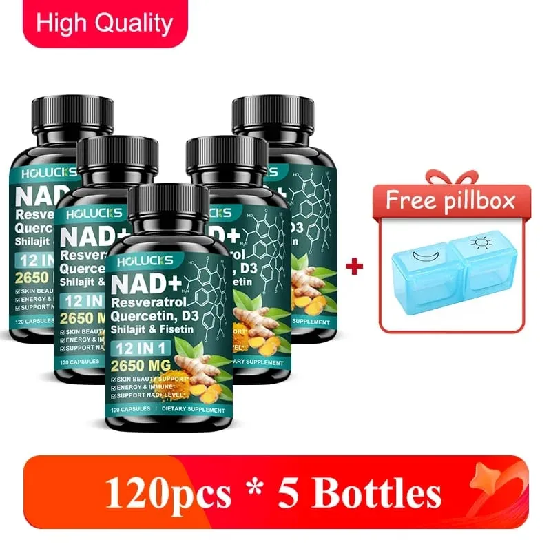 12-in-1 NAD+ Capsules with Turmeric Grape Seed Support Energy Production Digestive Comfort & Immune Function for Active Women — image 9