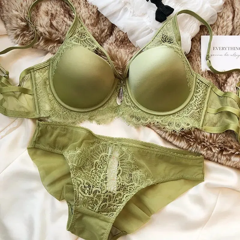 Sexy Hollow Push Up Bra Set Seamless Glossiness Comfort Women Underwear Classic Bandage Design Temptation Bras and Panties Sets — image 6