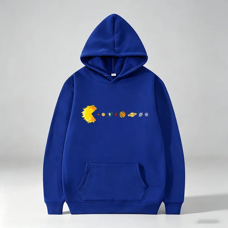 Men's Casual Hoodie Funny Sun Planets Print Pullover Hooded Sweatshirt Long Sleeve Loose Streetwear Hoodies With Pocket wx338 — image 8