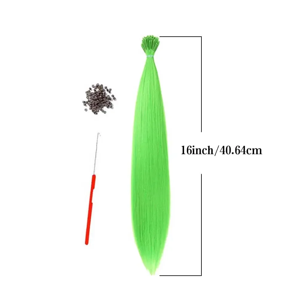 30pcs Colored Hair Extension 16-Inch I-Tip Synthetic Extensions. This long-style kit for women includes beads and a crochet tool — image 5
