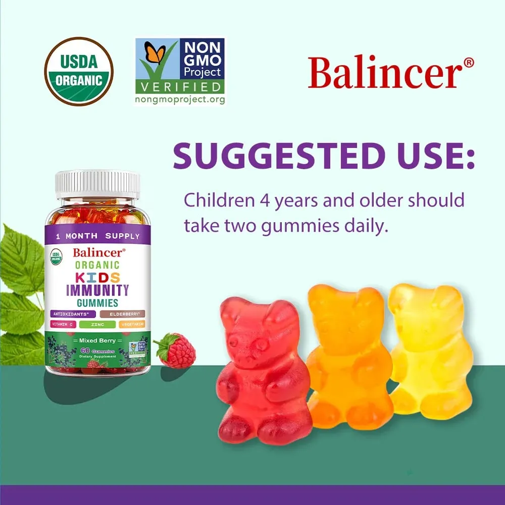 Organics Immunity Gummies for Kids with Vitamin C Zinc Elder Berry Extract Antioxidant & Overall Wellness Non-GMO Gluten Free — image 7