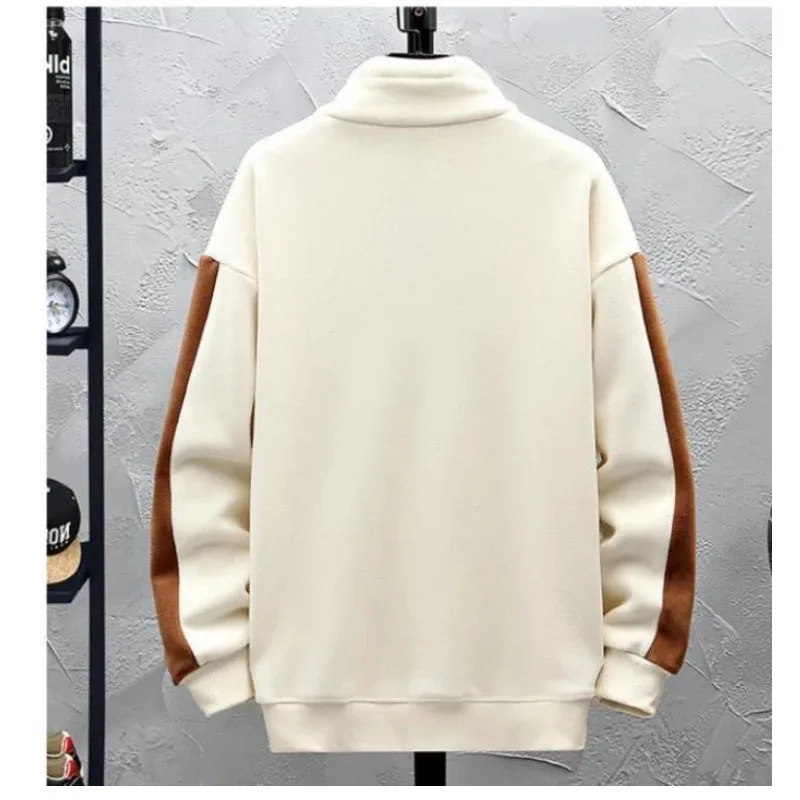Men Clothing Autumn Winter Contrast Patchwork Thick Casual Hoodies Sweatshirts Long Sleeve Plus Size Fashion Tops Harajuku Trend — image 7