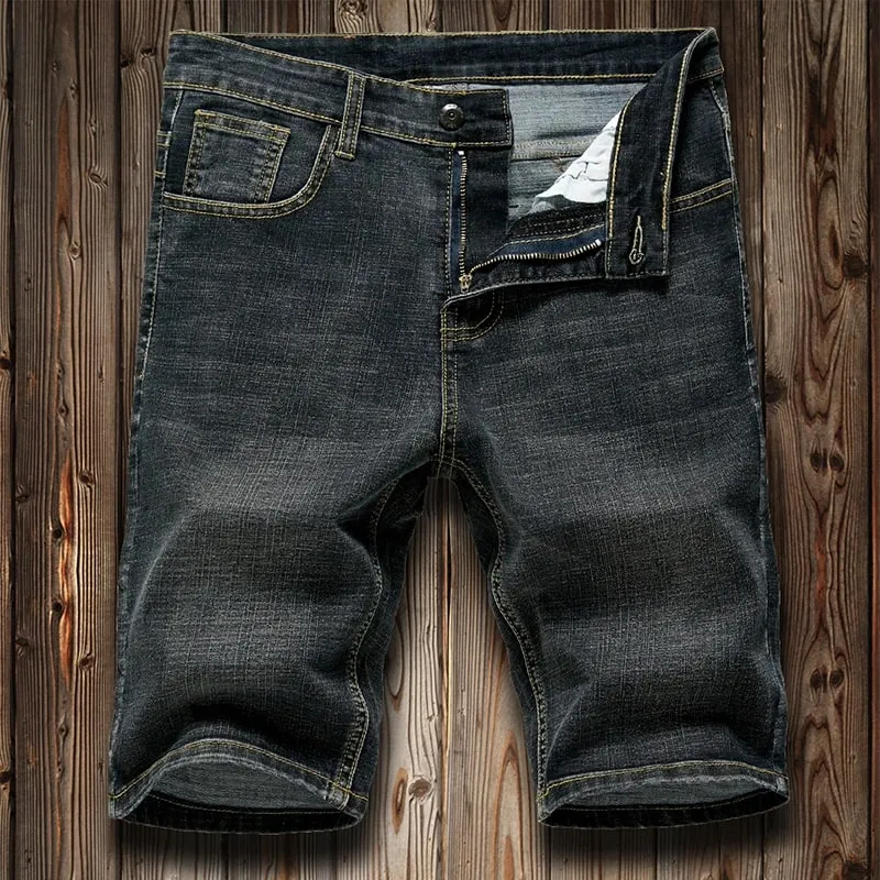 Summer Shorts Jeans Men Denim Pants Stretch Dark Blue Fashion Design Men's Jeans Slim Straight Male Short Jeans Hombre — image 3
