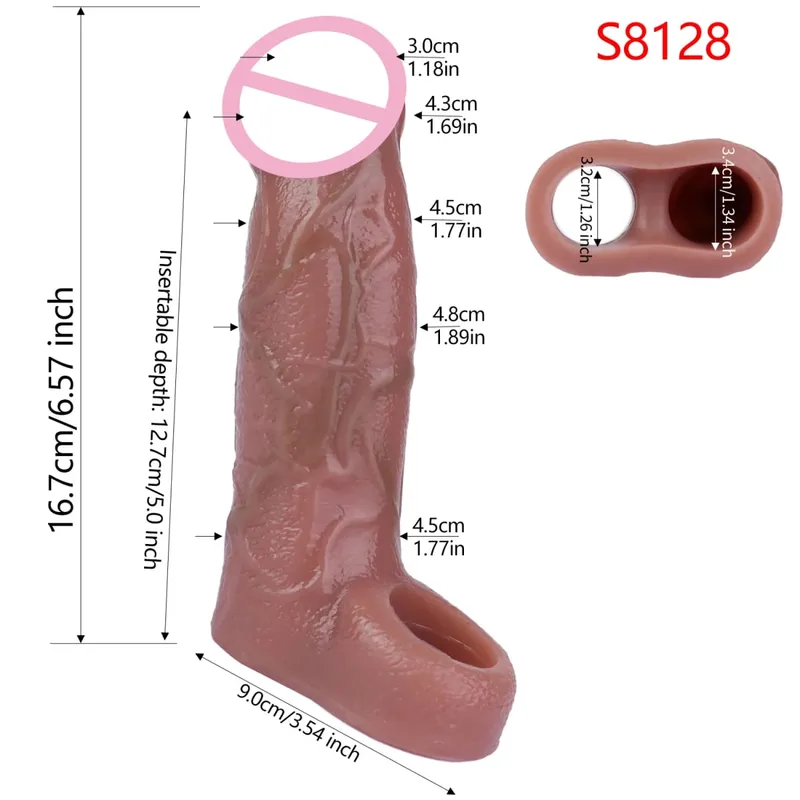 Close Head Realistic Penis Sleeve Sex Toys for Men Delay Ejaculation Dick Extender For Couples Sex Pleasure Sexshop