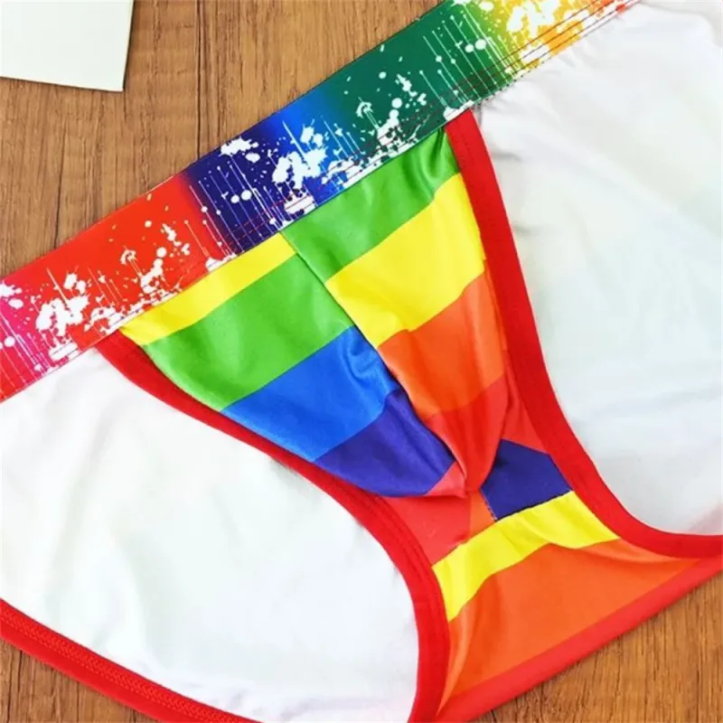 New Man U Convex Pouch Underwear Sexy Rainbow Stripes Briefs Male Swimwear Europe Size S/M/L/XL — image 9