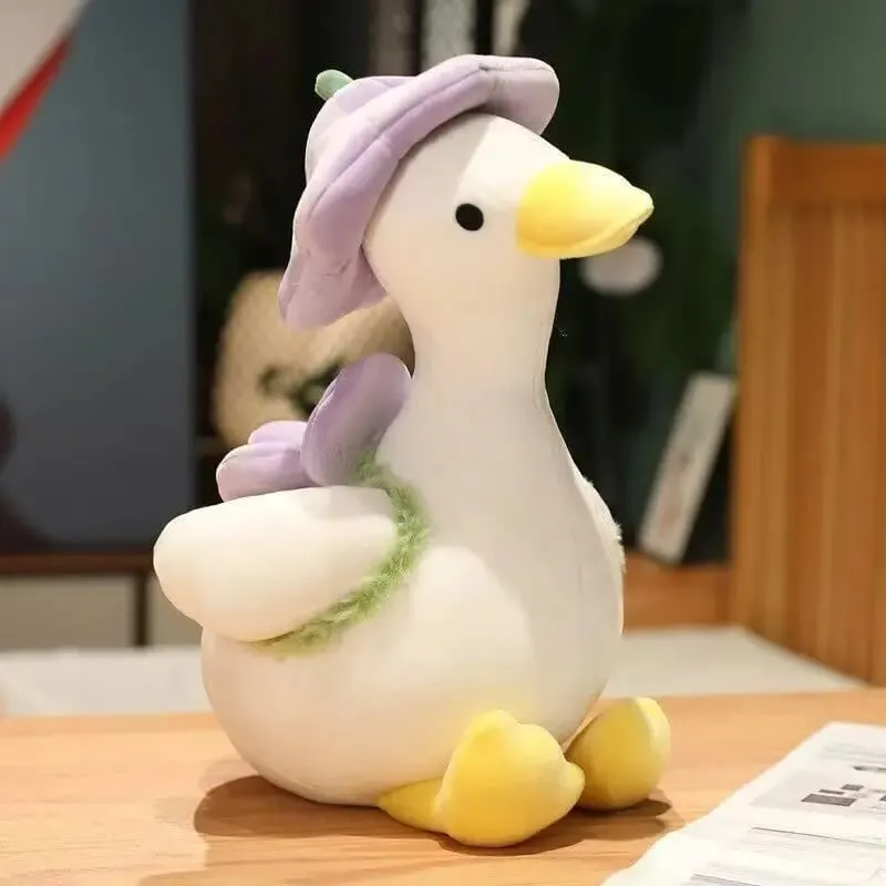 Kid Cute Little Duck Doll Flower Duck Plush Toy Big White Goose Doll Super Soft Sleeping Pillow Birthday Gift Decoration Toy