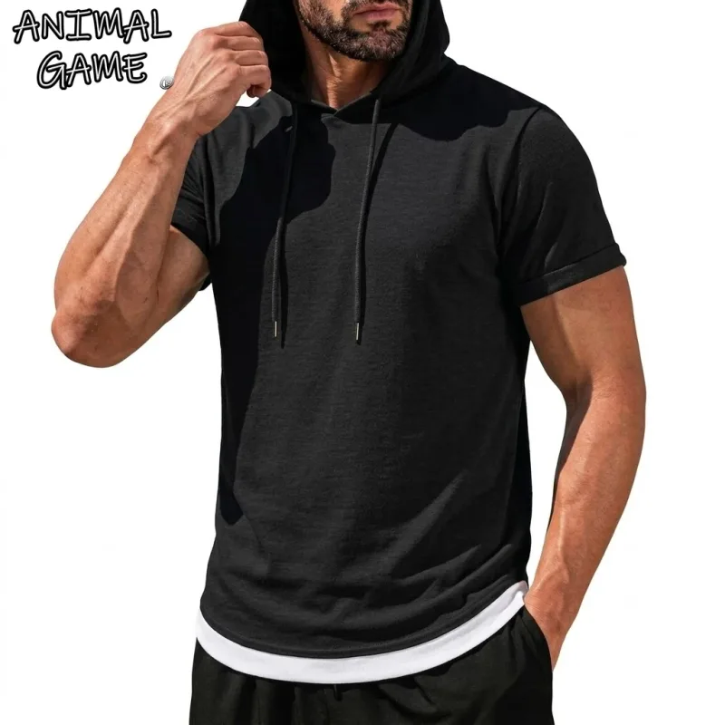 Summer Short Sleeve Hoodie Man Casual Thin T-Shirts Lightweight Pullover Hoodies Breathable Sweatshirt Korean Streetwear Gym Man — image 9